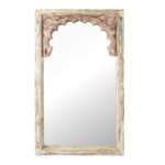 Painted Indian Mirror Made From An Old Teak Window - 19th Century