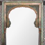 Painted Jali Window Mirror From Banswara - 19th Century - Image 3
