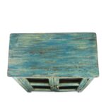 Mint Painted Teak Glazed Side Cabinet From Gujarat - Ca 1940 - Image 7