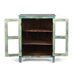 Mint Painted Teak Glazed Side Cabinet From Gujarat - Ca 1940 - Image 2