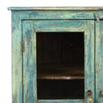 Mint Painted Teak Glazed Side Cabinet From Gujarat - Ca 1940 - Image 6
