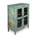 Mint Painted Teak Glazed Side Cabinet From Gujarat - Ca 1940 - Image 5