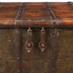 Painted Iron Bound Teak Chest From Gujarat - 18th Century - Image 8