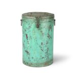 Green Painted Storage Bin From Rajasthan - Ca 1920