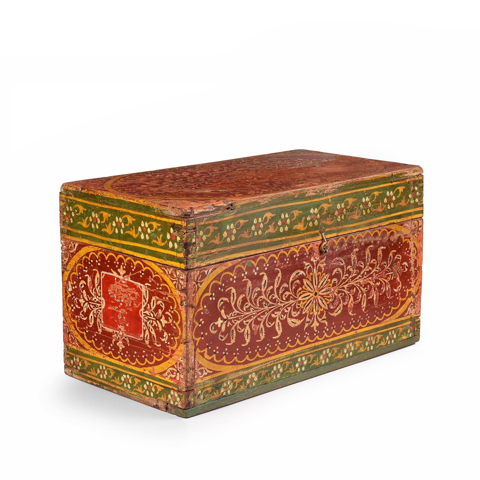 A02598-Detail-2 Painted Jain Prayer Book Box From Gujarat - Ca 1900 - Image 1