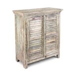 Painted Louvre Cabinet Made From Reclaimed Teak - Image 4