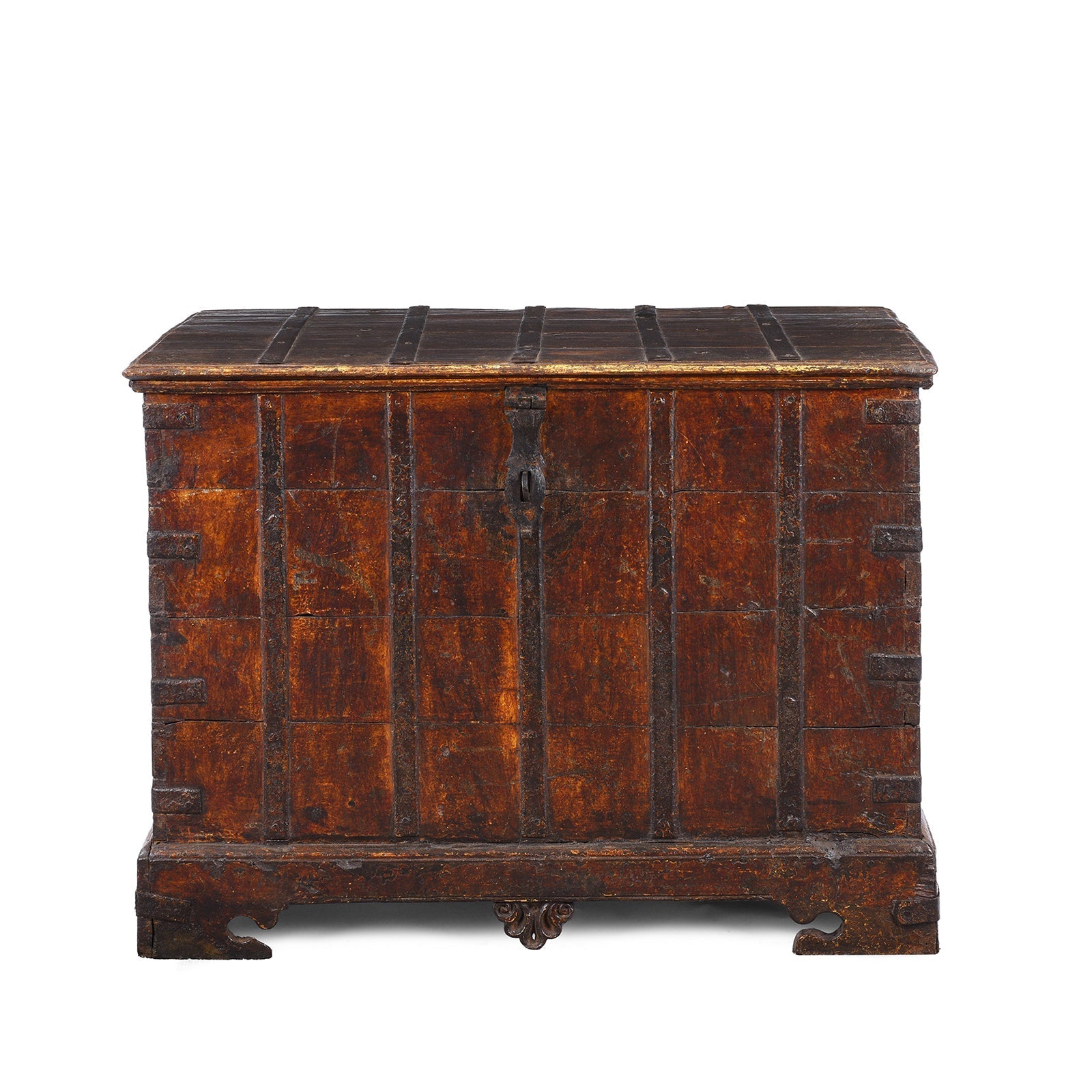 A03605_3f7df298-daeb-497b-a0f4-a6a524abc382 Iron Bound Indian Chest From Gujarat - 19thC - Image 1