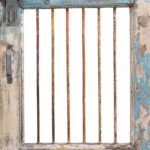 Large Blue Painted Dog Gates From gujarati Temple - 19th Century - Image 6