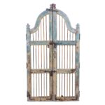 Large Blue Painted Dog Gates From gujarati Temple - 19th Century - Image 9