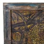 Indian Leopard Painting On A Teak Panel - Image 2