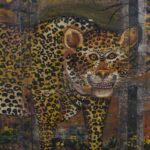 Indian Leopard Painting On A Teak Panel - Image 3