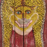 Indian Red Painted Leopard Door Panel - Image 2