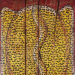 Indian Red Painted Leopard Door Panel - Image 3