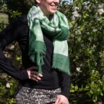 Hand Painted Floral Shawl - Sarong Green/ White field