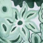 Hand Painted Floral Shawl - Sarong Green/ White field - Image 3
