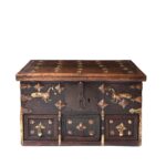 Rosewood Jewellery Box With Brass Peacocks - 19thC