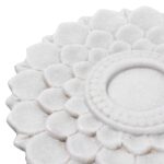White Marble Candlestand - Lotus Design - Image 2