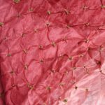 Rose Red Bandhani Silk Scarf from Rajasthan - Image 2