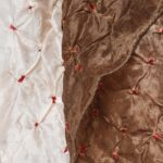 Pearl and Taupe Bandhani Silk Scarf from Rajasthan - Image 2