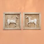 Mughal Style White Marble Horse Wall Panel