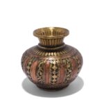 Brass And Copper Holy Water Pot - 19thC