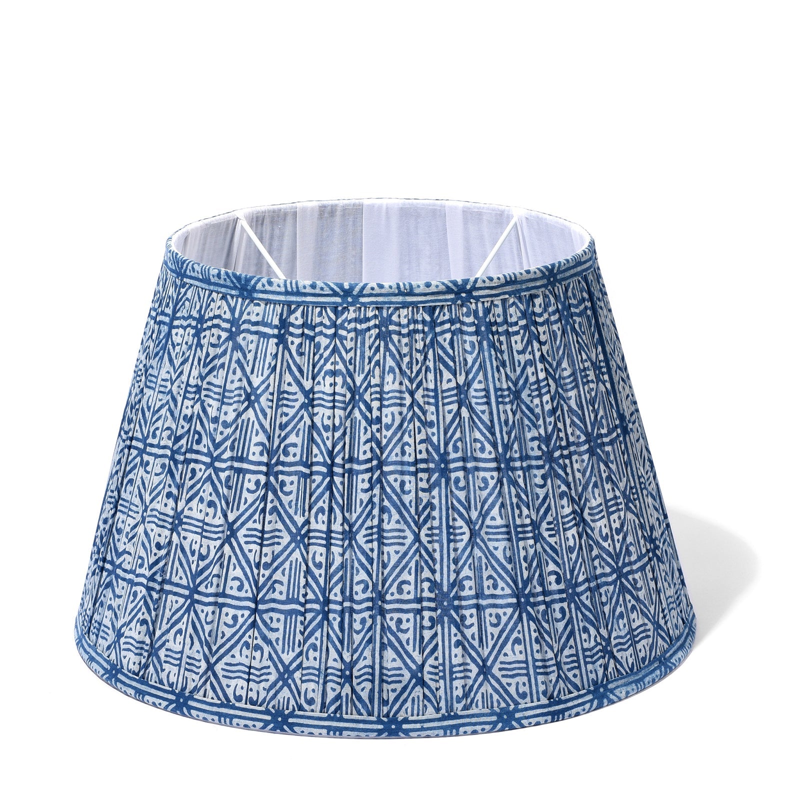 AUK501 Samarkand Indigo Grid Empire Lampshade - 40cm - Image 1