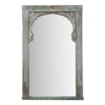 Large Blue Painted Indian Mirror Made From An Old Window - 19th Century