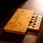 Bamboo Cheese Board & Knife Set Wooden Serving Platter