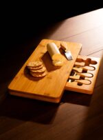 Bamboo Cheese Board & Knife Set Wooden Serving Platter - Image 4