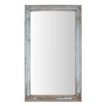 Large Blue Painted Mirror Made From Reclaimed Teak