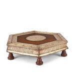 Brass Hexagonal Bajot Prayer Table From Shekhawati - 19th Century