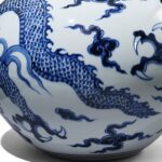 Blue & White Porcelain Tianqiuping Dragon Vase - Image 6
