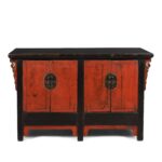 Red & Black Lacquer Sideboard From Shanxi - Late 18thC