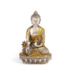 Sitting Silver Plated Buddha Statue - Varada Mudra
