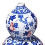 Iron Red, Blue & White Porcelain Huluping Double Gourd Vase - Large - Image 5