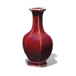 Sang De Boeuf Porcelain Hexagonal Flower Vase