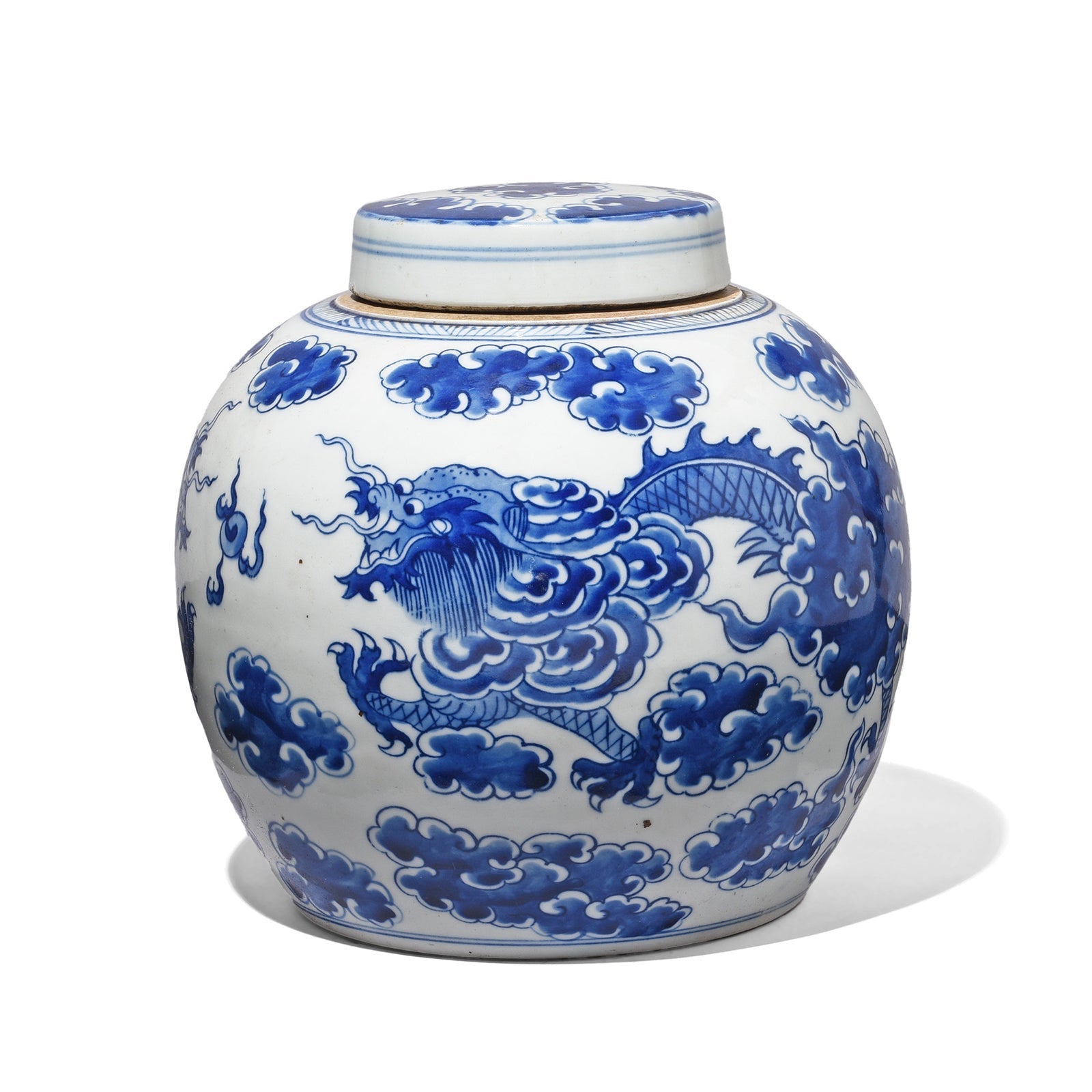 C2215_0cedc62e-371a-4f6a-9d89-83cdfadddab1 Blue & White Porcelain Ginger Jar - Dragon - Image 1
