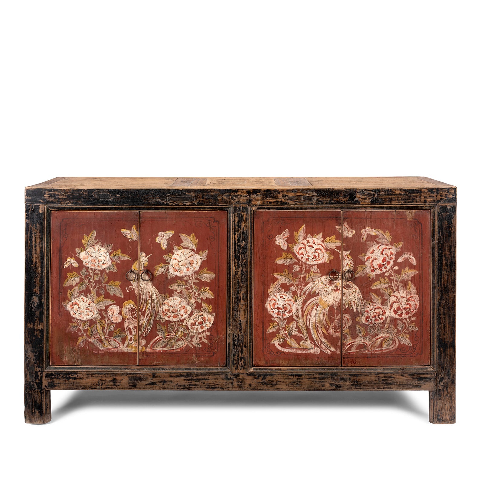 C2544 Red & Black Painted Sideboard From Shanxi - 19th Century - Image 1