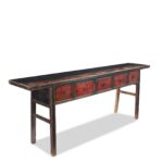 Red & Black Painted Five Drawer Altar Table - 19th Century - Image 3