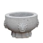 Chinese Stone Planter With Lion Heads