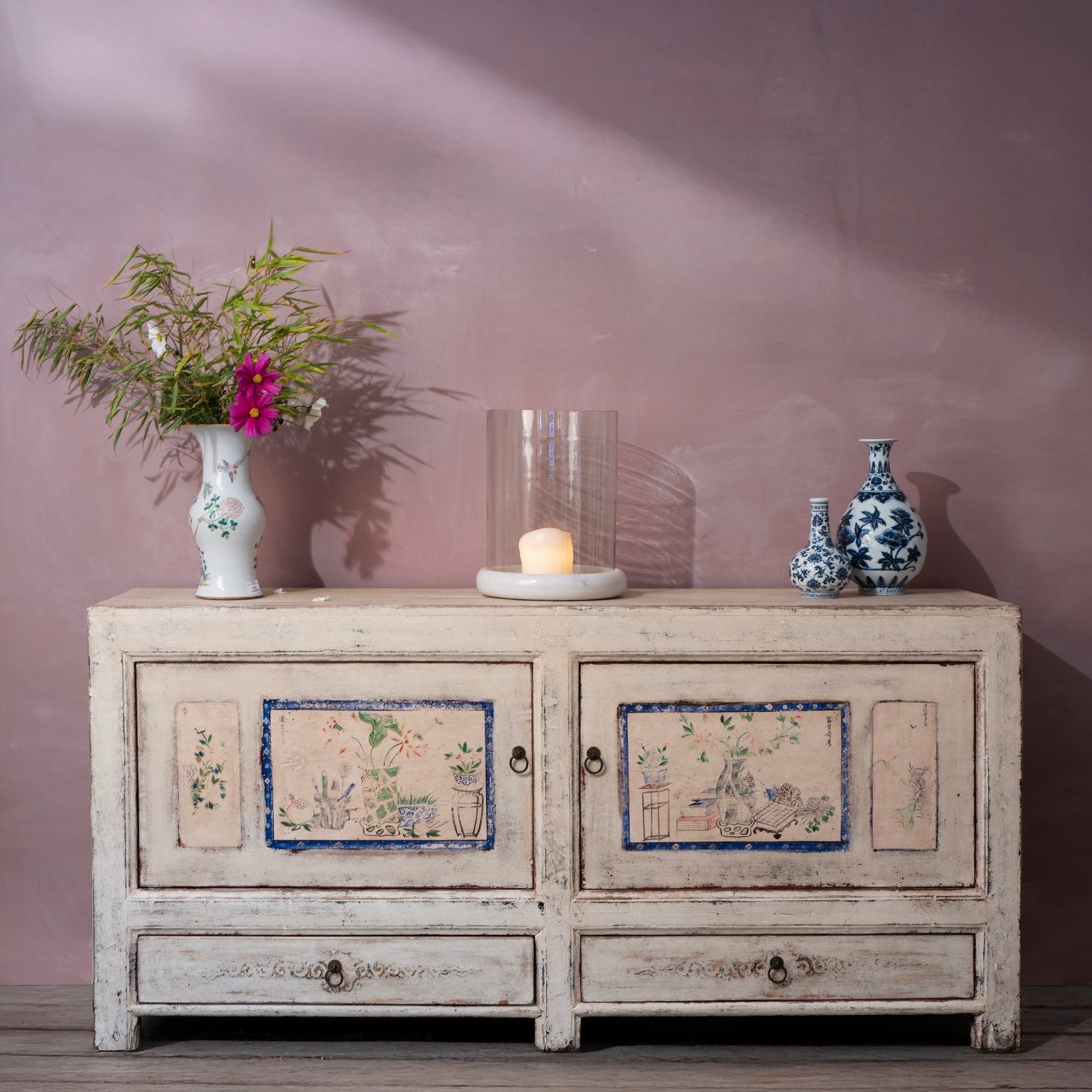 C2763-Lifestyle White Painted Sideboard From Mongolia - Ca 1920 - Image 1