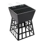 Black Gothic Square Fire Pit Outdoor Garden BBQ Heater - Image 2