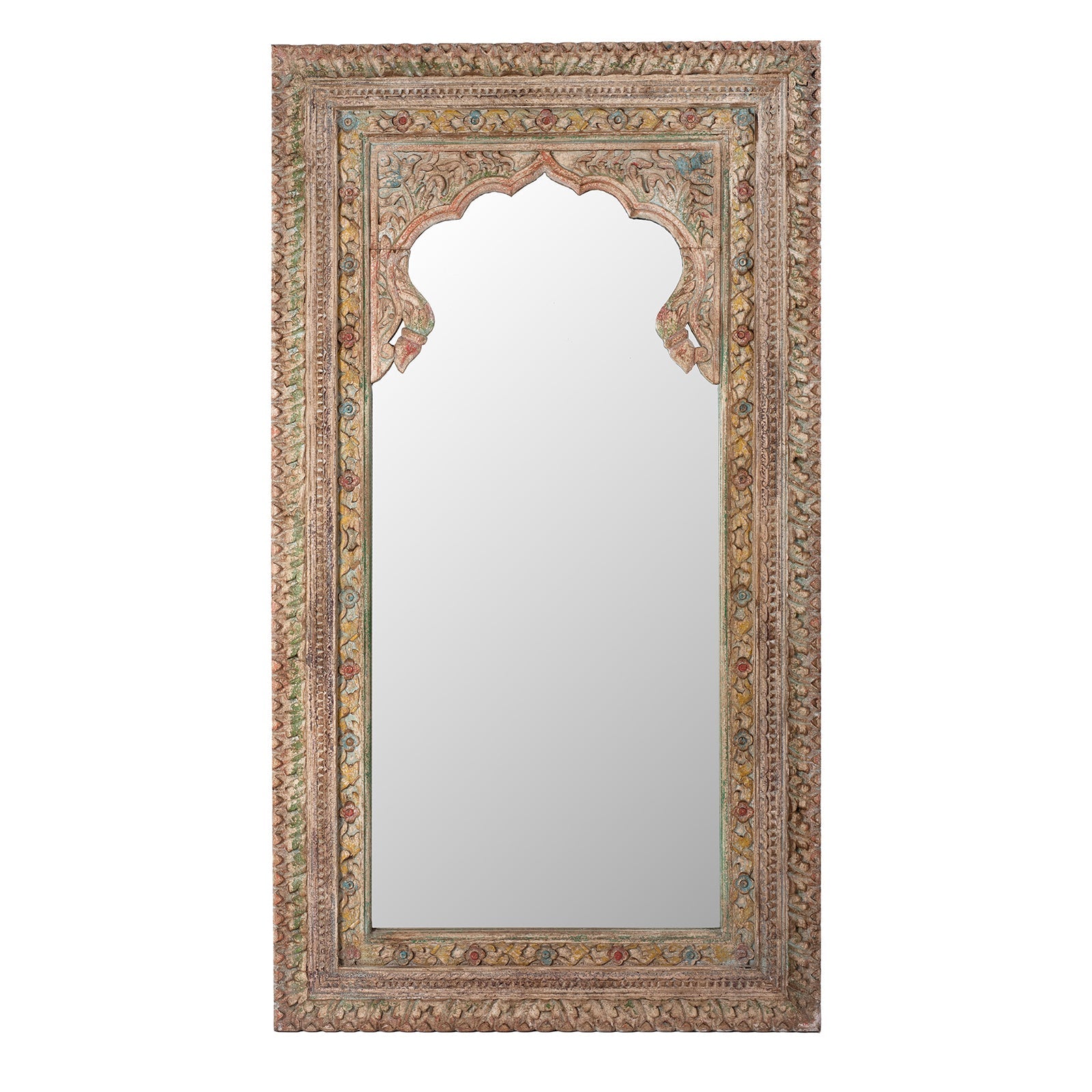 Carved & Painted Large Mihrab Mirror - Image 1