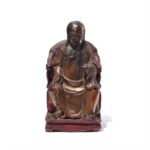 Seated Chinese Ancestor Figure - Horse Hair Beard - 19thC