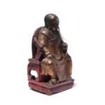 Seated Chinese Ancestor Figure - Horse Hair Beard - 19thC - Image 2