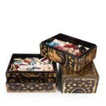 Canton Export Black Lacquer Stacking Haberdashery Box - Qing Dynasty - Image 3