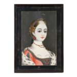 Indian Reverse Glass Painting of Queen Charlotte - 18th Century