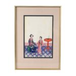 Chinese Watercolour Painting - A Domestic Scene on Pith Paper - 19th Century