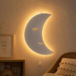 White Wooden LED Moon Night Light