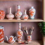 Porcelain Tianqiuping Vase - Burnt Orange Bats - Image 2